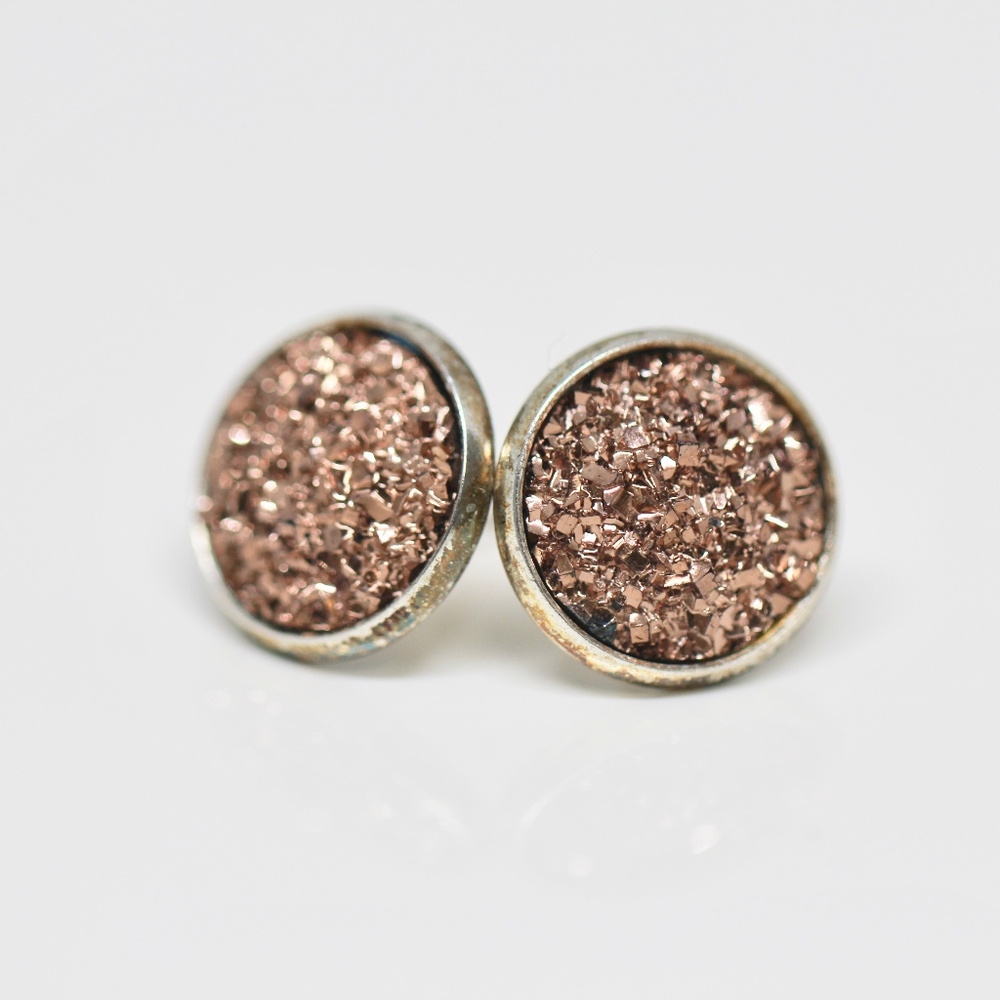 18k Gold Dipped Brown Topaz Sparkling Earrings - image 1